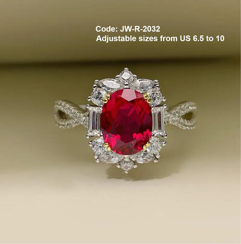 CZ Diamond Vintage Ruby Ring Twist Shank Moissanite Jewellery Sterling Silver