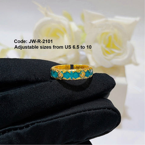 CZ Diamond 18KGP Gold Enamel Ring Malachite Green Amethyst Ring Jewellery