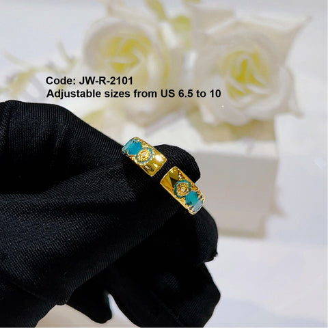 CZ Diamond 18KGP Gold Enamel Ring Malachite Green Amethyst Ring Jewellery