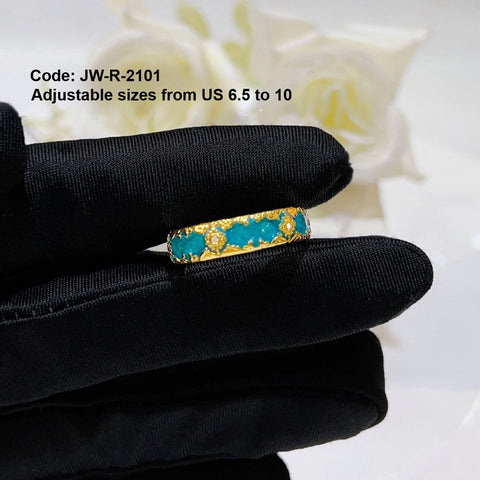 CZ Diamond 18KGP Gold Enamel Ring Malachite Green Amethyst Ring Jewellery