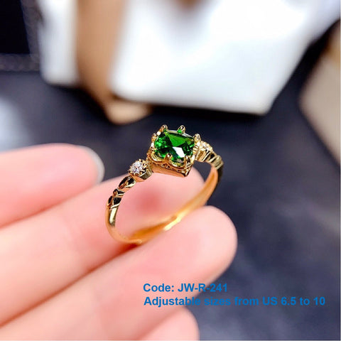 CZ Diamond 18KGP Gold Emerald Ring Dress Ring Classic Antique Jewellery