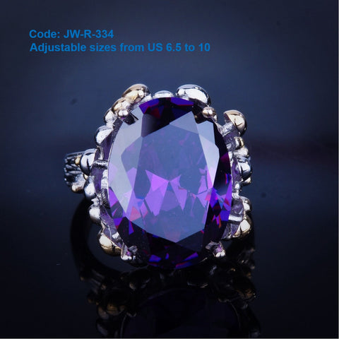 CZ Diamond 925 Sterling Silver Luxury Amethyst Ring Classic Jewellery