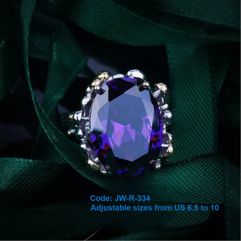 CZ Diamond 925 Sterling Silver Luxury Amethyst Ring Classic Jewellery