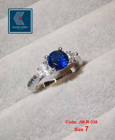 CZ Diamond Ring 925 Sterling Silver Sapphire Ring Oval Design Jewellery Size 7