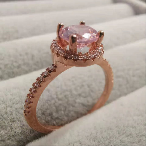 Cubic Zirconia Diamond Ring 18KGP Rose Gold Engagement Ring Jewellery Size 9 for Women