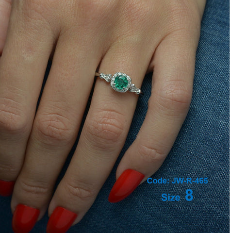 CZ Diamond 18KGP White Gold Oval Emerald Gemstone Diamond Ring Jewellery Size 8