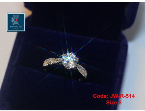 Cubic Zirconia Diamond Ring Moissanite 18KGP White Gold Engagement Ring Jewellery Size 8