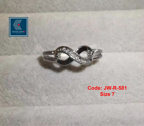 Cubic Zirconia Diamond Ring 925 Sterling Silver Number 8 Shape Infinity Eternity Ring Size 7