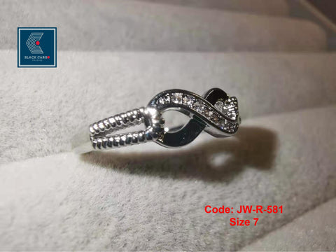 Cubic Zirconia Diamond Ring 925 Sterling Silver Number 8 Shape Infinity Eternity Ring Size 7