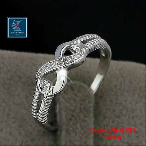 Cubic Zirconia Diamond Ring 925 Sterling Silver Number 8 Shape Infinity Eternity Ring Size 8