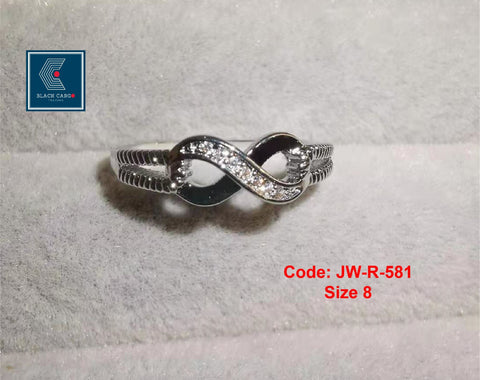 Cubic Zirconia Diamond Ring 925 Sterling Silver Number 8 Shape Infinity Eternity Ring Size 8