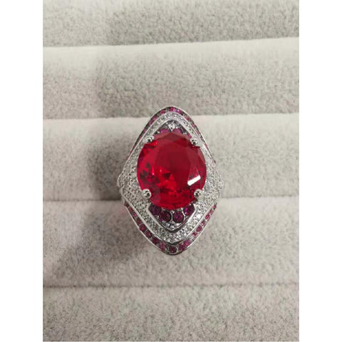 Cubic Zirconia Diamond Ring 925 Sterling Silver Vintage Classic Ruby Ring Jewellery Size 8