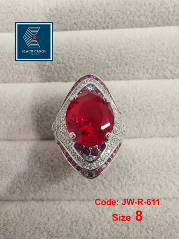 Cubic Zirconia Diamond Ring 925 Sterling Silver Vintage Classic Ruby Ring Jewellery Size 8