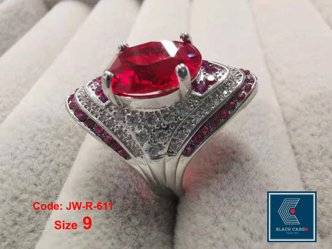 Cubic Zirconia Diamond Ring 925 Sterling Silver Vintage Classic Ruby Ring Jewellery Size 9
