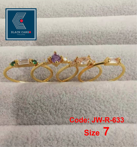 Cubic Zirconia Diamond Rings Set 4 Rings 18KGP Gold Vintage Bohemian Stackable Rings Size 7