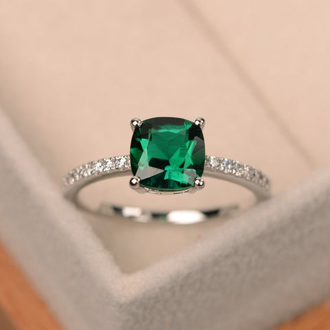 Cubic Zirconia Diamond Ring 925 Sterling Silver Emerald Ring Wedding Ring Jewellery Size 9