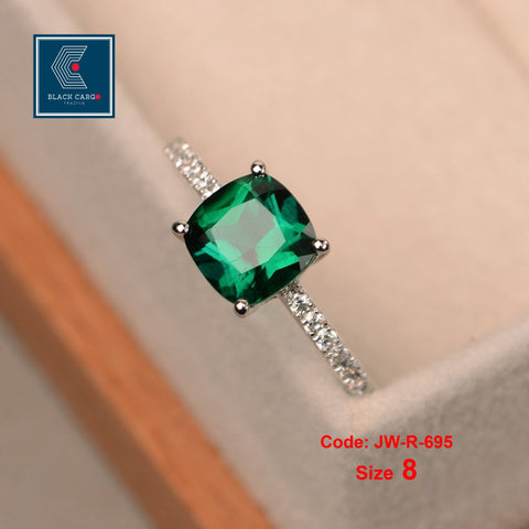 Cubic Zirconia Diamond Ring 925 Sterling Silver Emerald Ring Wedding Ring Jewellery Size 8