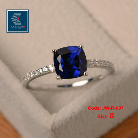 Cubic Zirconia Diamond Ring 925 Sterling Silver Sapphire Ring Gemstone Jewellery Size 8