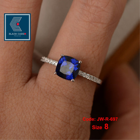 Cubic Zirconia Diamond Ring 925 Sterling Silver Sapphire Ring Gemstone Jewellery Size 8