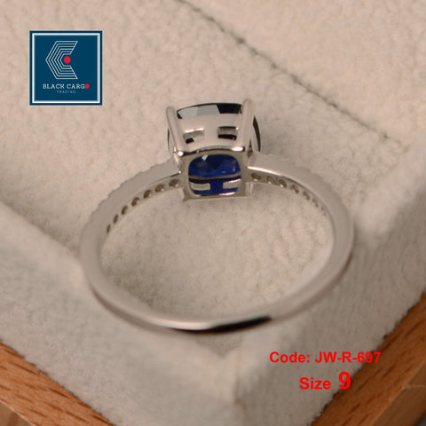 Cubic Zirconia Diamond Ring 925 Sterling Silver Sapphire Ring Gemstone Jewellery Size 9
