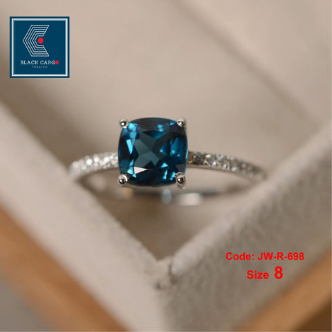 CZ Diamond Ring 925 Sterling Silver Topaz Ring Gemstone Jewellery Size 8