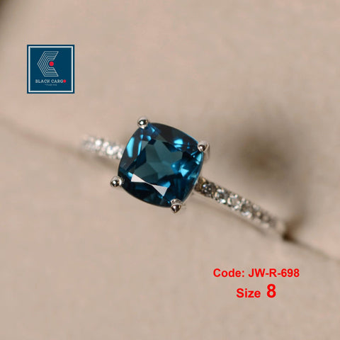 CZ Diamond Ring 925 Sterling Silver Topaz Ring Gemstone Jewellery Size 8