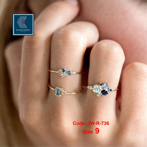 Cubic Zirconia Diamond Rings Set 3 Rings 18KGP Gold Vintage Stackable Rings Jewellery Size 9