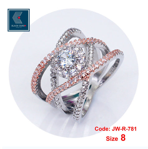 Cubic Zirconia Diamond Ring 18KGP Rose Gold Separation Engagement Ring Jewellery Size 8