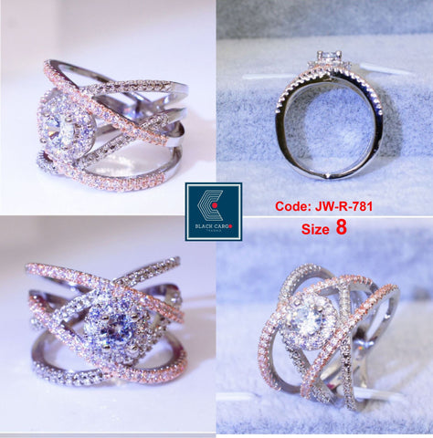 Cubic Zirconia Diamond Ring 18KGP Rose Gold Separation Engagement Ring Jewellery Size 8