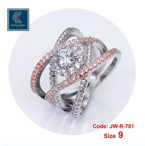 Cubic Zirconia Diamond Ring 18KGP Rose Gold Separation Engagement Ring Jewellery Size 9