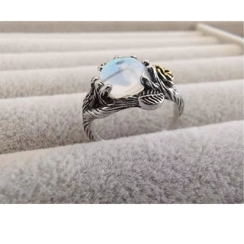 CZ Diamond Ring Vintage Moonstone Ring Crystal Ring Design Jewellery Size 8