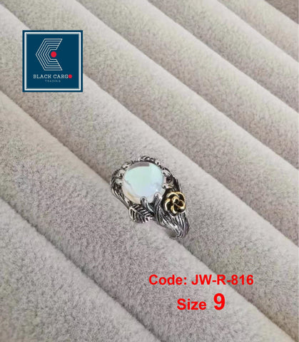 CZ Diamond Ring Vintage Moonstone Ring Crystal Ring Design Jewellery Size 9