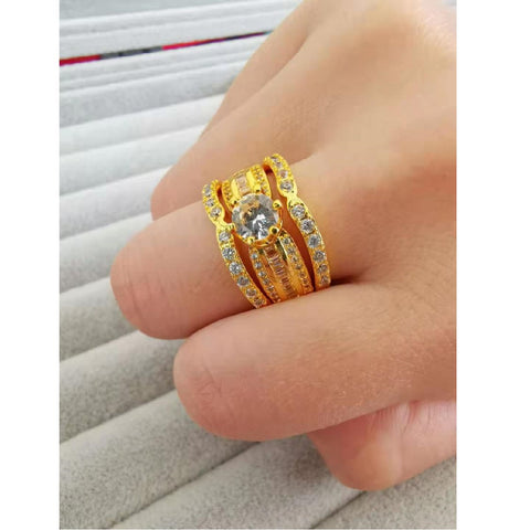 Cubic Zirconia Diamond Rings Set 3 Rings 18KGP Gold Delicate Stackable Rings Jewellery Size 9