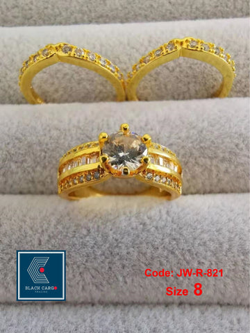 Cubic Zirconia Diamond Rings Set 3 Rings 18KGP Gold Delicate Stackable Rings Jewellery Size 8