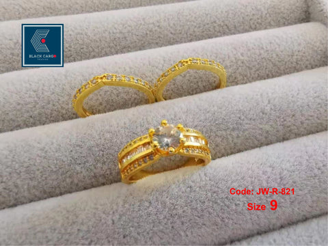 Cubic Zirconia Diamond Rings Set 3 Rings 18KGP Gold Delicate Stackable Rings Jewellery Size 9