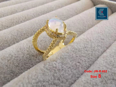 Cubic Zirconia Diamond Ring Vintage Moonstone Ring Engagement Ring Jewellery Size 8