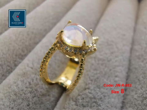 Cubic Zirconia Diamond Ring Vintage Moonstone Ring Engagement Ring Jewellery Size 8
