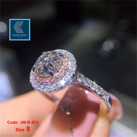 Cubic Zirconia Diamond Ring 18KGP White Gold Engagement Ring Halo Ring Jewellery Size 8