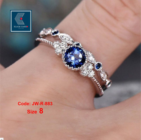 Cubic Zirconia Diamond Ring Set 2 Rings 925 Sterling Silver Stackable Rings Jewellery Size 8