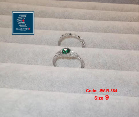 Cubic Zirconia Diamond Ring Set 2 Rings 925 Silver Emerald Stackable Rings Jewellery Size 9