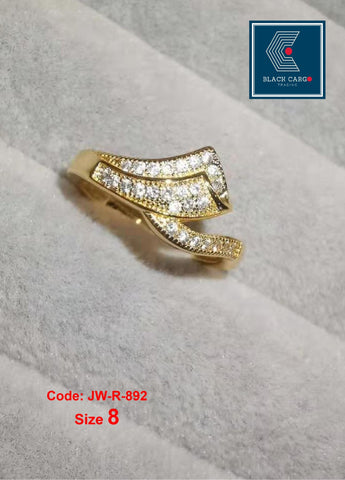 Cubic Zirconia Diamond Ring 18KGP Gold Curved Diamond Design Jewellery Accessories Size 8