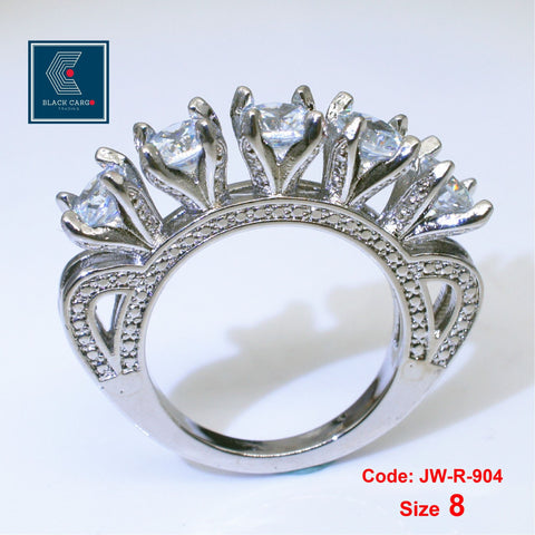 Cubic Zirconia Diamond Ring 18KGP White Gold Promise Ring Jewellery Size 8 for Women & Girls