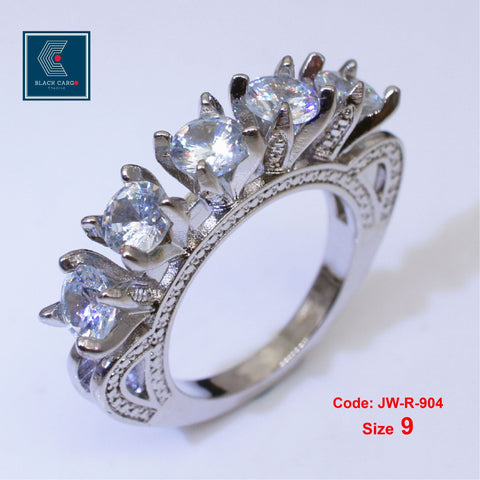 Cubic Zirconia Diamond Ring 18KGP White Gold Promise Ring Jewellery Size 9 for Women & Girls