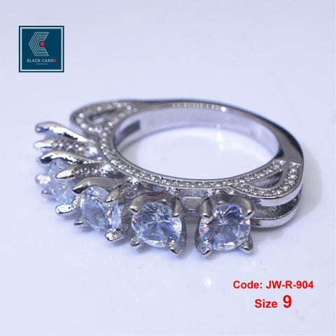 Cubic Zirconia Diamond Ring 18KGP White Gold Promise Ring Jewellery Size 9 for Women & Girls