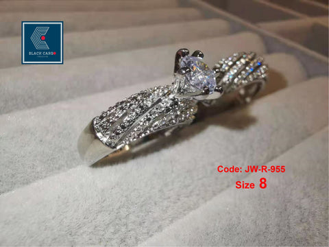 Cubic Zirconia Diamond Rings Set 2 Rings 18KGP White Gold Wedding Rings Jewellery Size 8