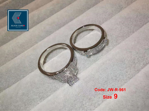 Cubic Zirconia Diamond Rings Set 2 Rings 18KGP White Gold Engagement Ring Jewellery Size 9