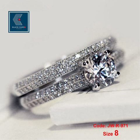 Cubic Zirconia Diamond Rings Set 2 Rings 18KGP White Gold Eternity Ring Jewellery Size 8
