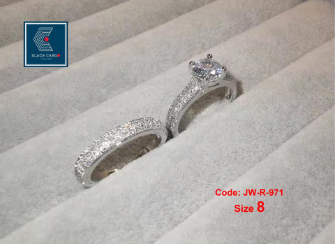 Cubic Zirconia Diamond Rings Set 2 Rings 18KGP White Gold Eternity Ring Jewellery Size 8