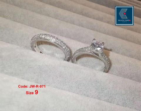 Cubic Zirconia Diamond Rings Set 2 Rings 18KGP White Gold Eternity Ring Jewellery Size 9