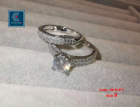 Cubic Zirconia Diamond Rings Set 2 Rings 18KGP White Gold Eternity Ring Jewellery Size 9